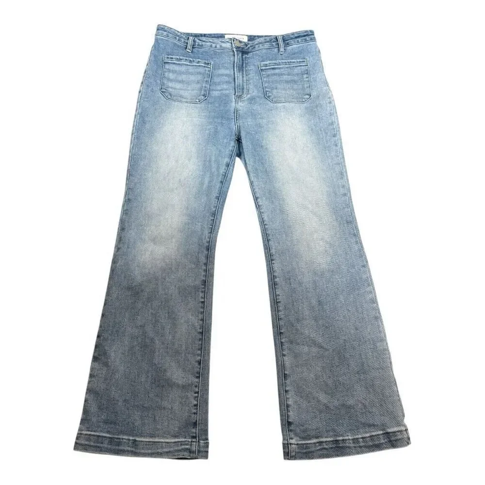 Risen High Rise Light‎ Wash Ankle Bootcut Patch Pocket RDP5610 Jeans Size 1X - Picture 3 of 8
